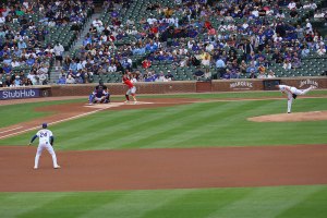 Pitcher throws to catcher