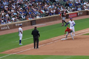 Cubs player thrown out at first