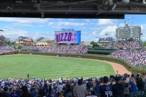 Wintrust video board with Rizzo on it