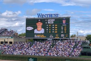 Wintrust video board with Rizzo statistics