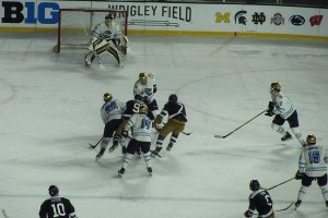 Action at Notre Dame end of ice