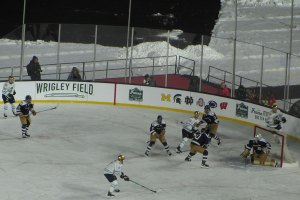 Action at Penn State end of the ice