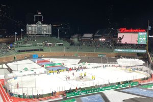 Players on ice prior to action