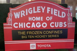 Sign of Marquess celebrating the Frozen Confines Big Ten Hockey Series