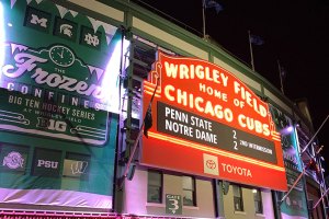 Wrigley Field Marquee  at end of second period