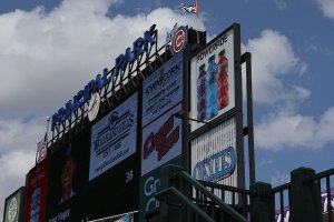 Scoreboard viewed from outfield