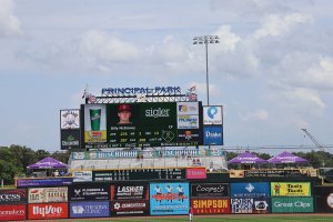 Scoreboard viewed from stands