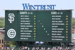 Starting lineup on video board