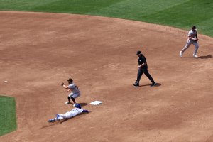 Pete Crow-Armstrong steals second base