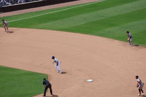 Cubs player on second base