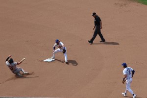 Swanson tags second as Hoerner looks on