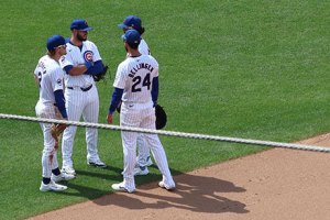 Infielders talking