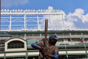 Ernie Banks statue in front of Wrigley Field