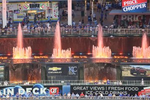 Closeup of four fountains