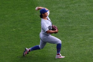 Shota Imanaga throws overhead