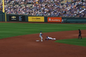 Man slides into second