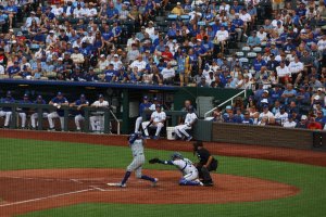 Cubs batter swiging