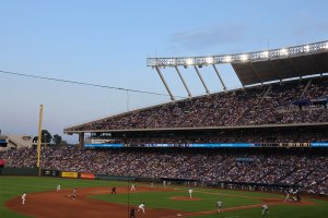 Bases loaded as pitcher throws pitch