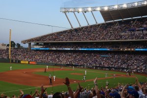 Players run bases after grand slam home run 